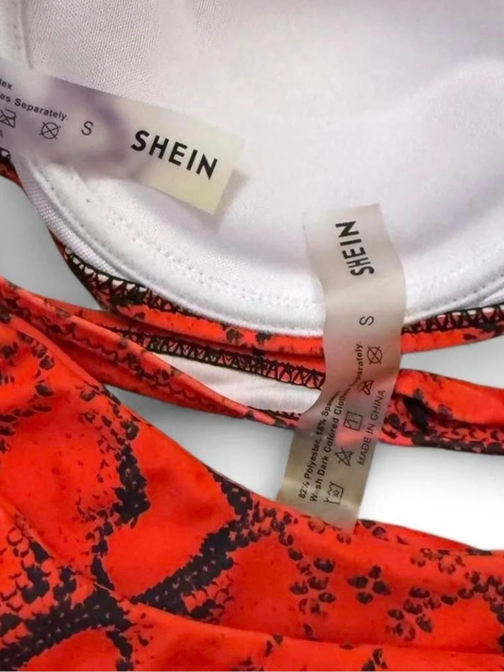 Red Snakeskin Print Bikini Set. Size S. Padded strapless top. Cheeky bottoms. - Picture 3 of 5